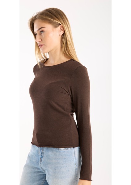 Kadın Uzun Kollu Yuvarlak Yaka Esnek Basic Bluz – Günlük ve Şık 3009 fiyatları