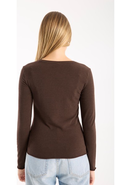 Kadın Uzun Kollu Yuvarlak Yaka Esnek Basic Bluz – Günlük ve Şık 3009 modelleri