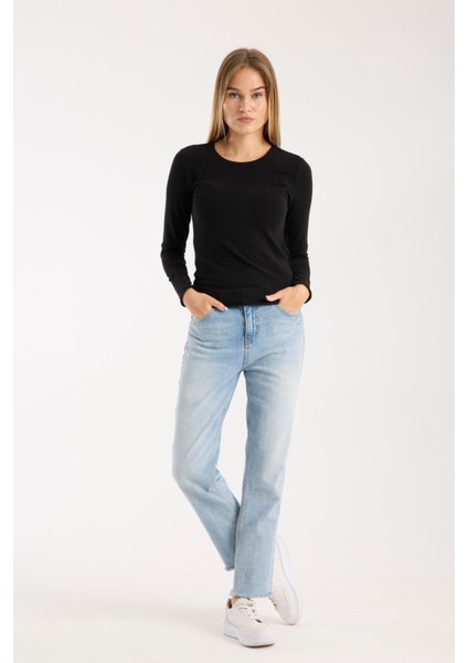 Kadın Uzun Kollu Yuvarlak Yaka Esnek Basic Bluz – Günlük ve Şık 3009 indirimleri