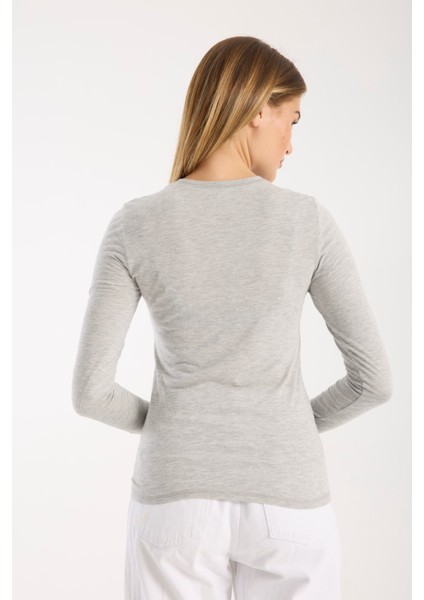 Kadın Uzun Kollu Yuvarlak Yaka Yün Karışımlı Basic Triko Bluz 3010 modelleri