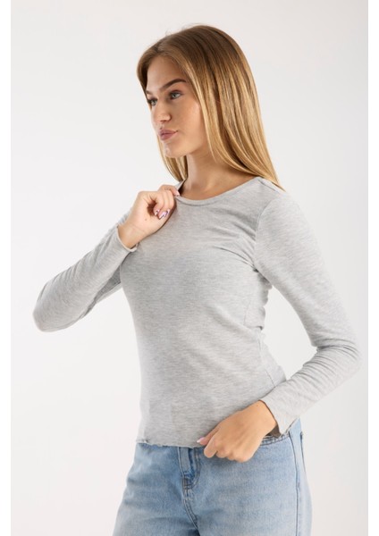 Kadın Uzun Kollu Yuvarlak Yaka Esnek Basic Bluz – Günlük ve Şık 3009 fiyatları