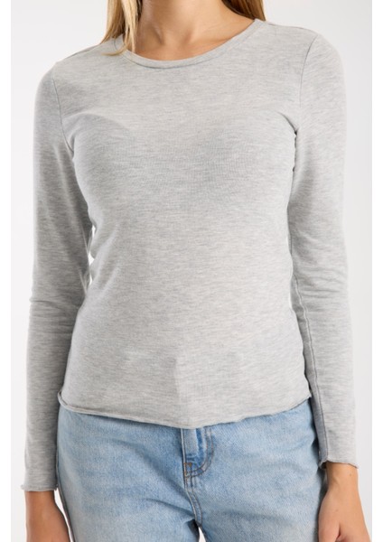 Kadın Uzun Kollu Yuvarlak Yaka Esnek Basic Bluz – Günlük ve Şık 3009 fırsatları