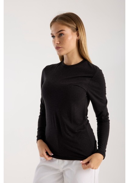 Kadın Uzun Kollu Yuvarlak Yaka Yün Karışımlı Basic Triko Bluz 3010 fiyatları