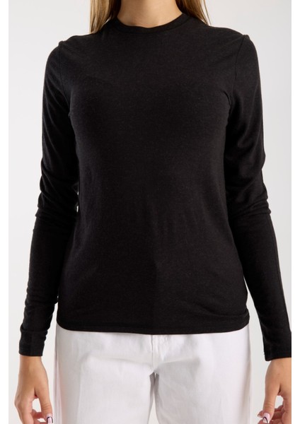Kadın Uzun Kollu Yuvarlak Yaka Yün Karışımlı Basic Triko Bluz 3010 fırsatları