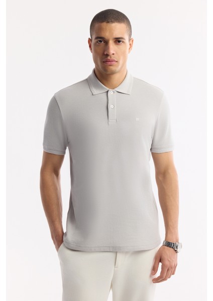 Erkek Taş Kıvrılmaz Polo Yaka %100 Pamuk Basic Regular Fit T-Shirt B001032