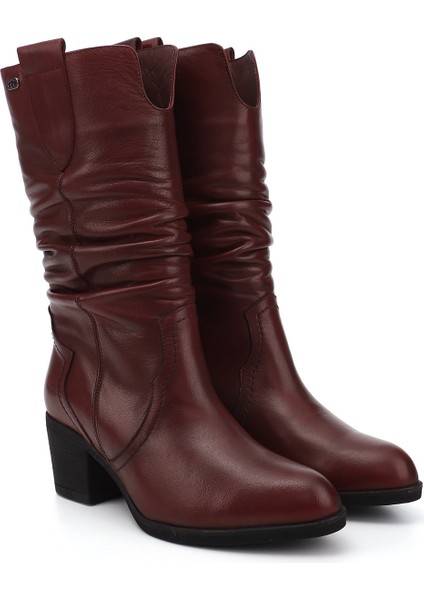 Kadın Antik Bordo Kalın Topuklu Körüklü Hakiki Deri Çizme fiyatları