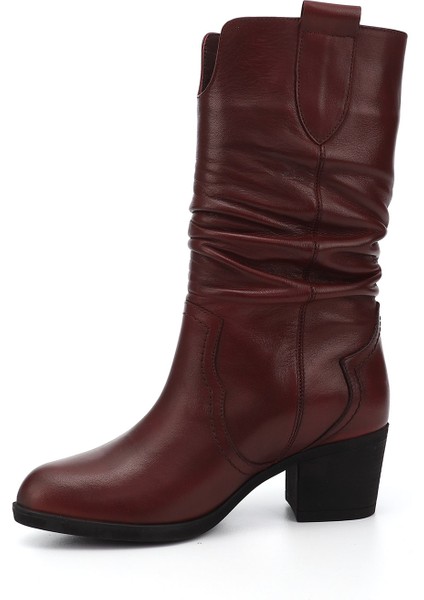 Kadın Antik Bordo Kalın Topuklu Körüklü Hakiki Deri Çizme modelleri