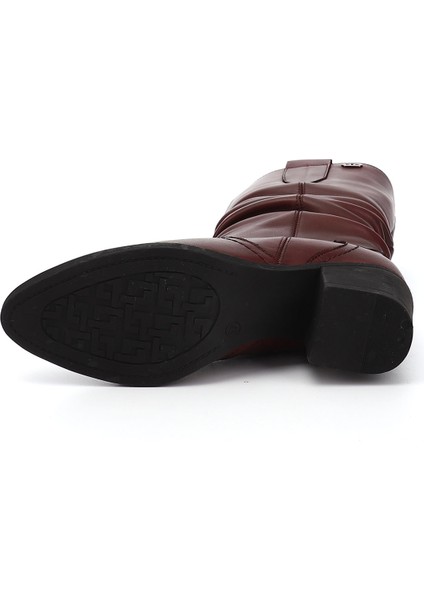 Kadın Antik Bordo Kalın Topuklu Körüklü Hakiki Deri Çizme fırsatları