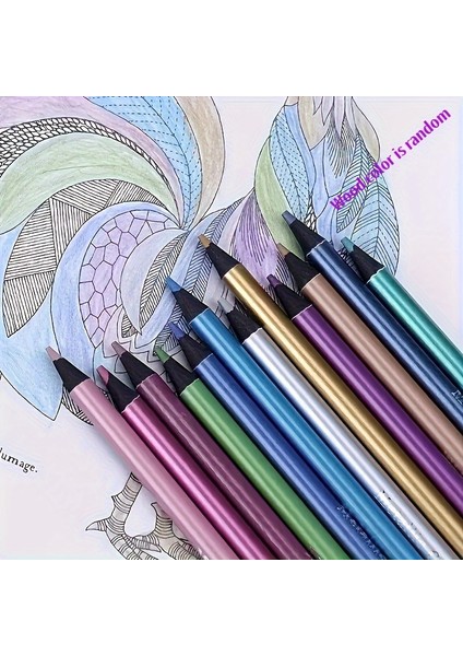 Siyah Ahşap Metal Renkli Kurşun 12 Renk Öğrenci Sanat Öğrenci Resim Yaratıcı Grafiti Özel Renkli Kalem Kutusu (Yurt Dışından)