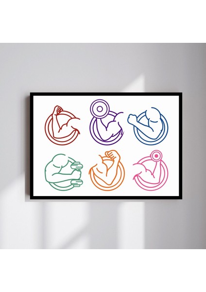 Fitness Spor Büyük Boy Renkli Solmaz Kaliteli Baskı Çerçeve Görünümlü Mdf Tablo 70X50CM 184