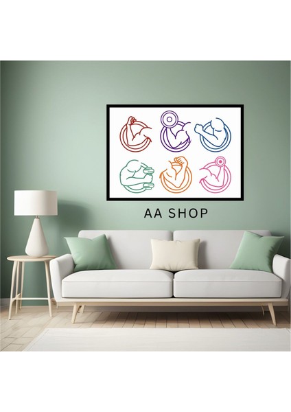 Fitness Spor Büyük Boy Renkli Solmaz Kaliteli Baskı Çerçeve Görünümlü Mdf Tablo 70X50CM 184 fiyatları