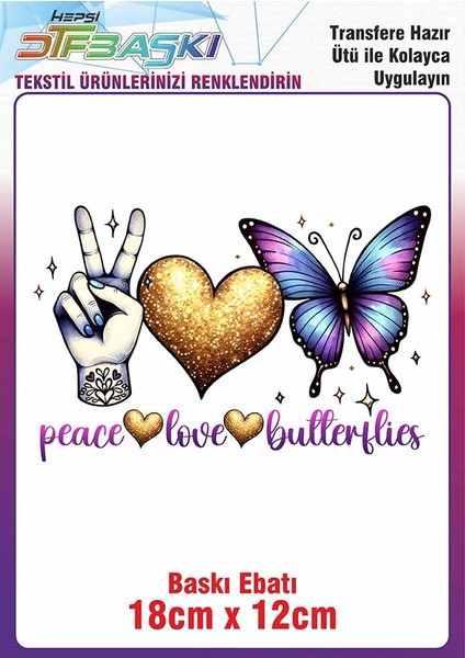 Kelebek Ütü ile Yapışan Kumaş Tekstil Tişört Dtf Baskı