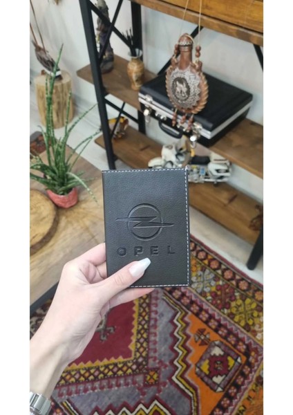 Opel Deri Dikişli Araç Ruhsat Kılıfı Kabı Oto Ruhsatlık Araba Ruhsat Koruyucu