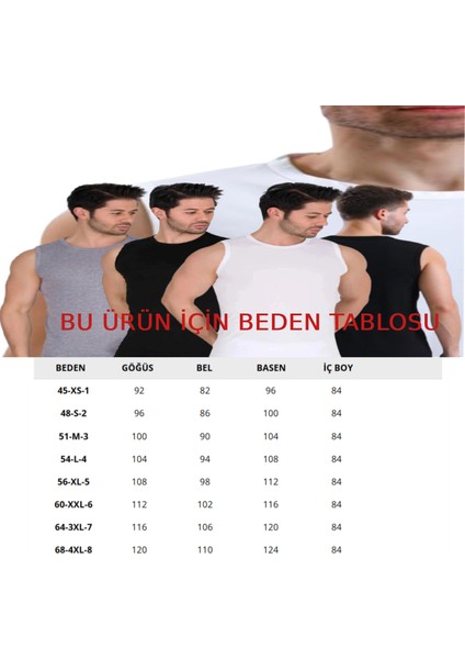 Erkek Penye Kolsuz O Yaka Bodi Atlet Beyaz Siyah Gri 6 Adet indirimleri