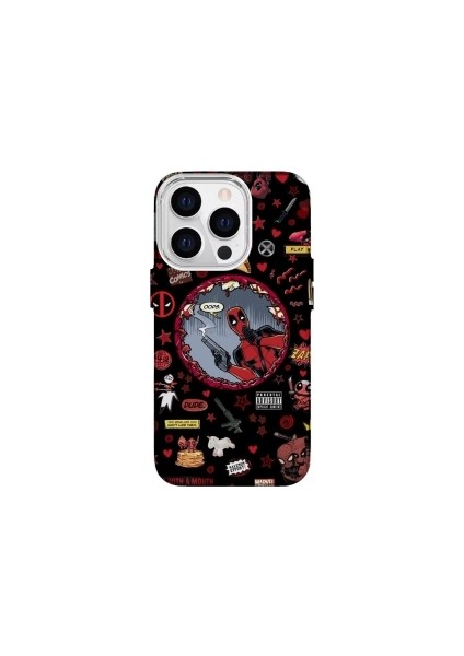 IPHONE 16 Pro Özel Deadpool Kolaj Tasarımlı Lüks Silikon Kılıf