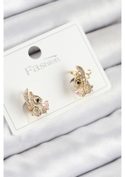 Pirinç Zirkon Taşlı Ceylan Model Gold Renk Çocuk Küpe - TJ-BKP11202