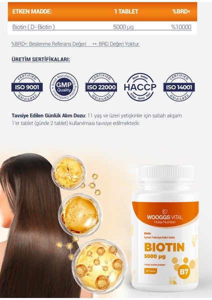 Biotin İçeren Takviye Edici Gıda 120 Tablet fiyatları