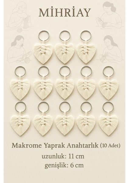 El Yapımı Krem Renk Makrome Anahtarlık - Mihriay Kadın Kooperatifi