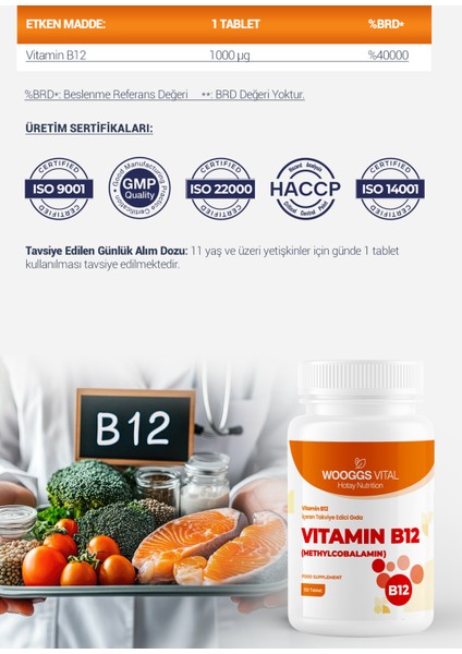 Vitamin B12 İçeren Takviye Edici Gıda 120 Tablet fiyatları