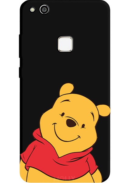 Huawei P10 Lite Için Siyah Pooh Smile Desenli Silikon Kılıf