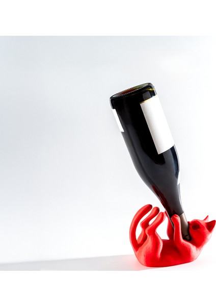 Şarap Şişesi Kedi Standı