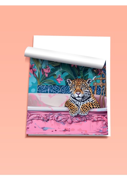 Çerçevesiz Poster, Leopar, Çiçekli Duvar Kağıdı, Dijital Sanat Poster No: 106548 fiyatları