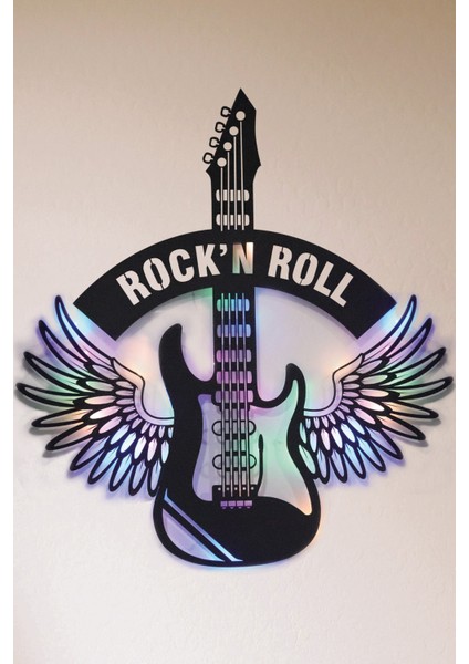LED Işıklı Kişiselleştirilebilir Kanatlı Gitar Figürlü Tablo Duvar Dekorlu Gece Lambası