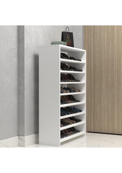 Kenzlife Ayakkabılık Konevi Mat Beyaz Suntalam 125*080*30 Otuziki Çift Ayakkabı Kapasitesi Arkalıksız