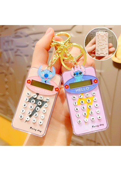 Pembe Eğlenceli Çocuk Öğrenci Hesap Makinesi Anahtarlık Oyunlu Çanta Aksesuarı