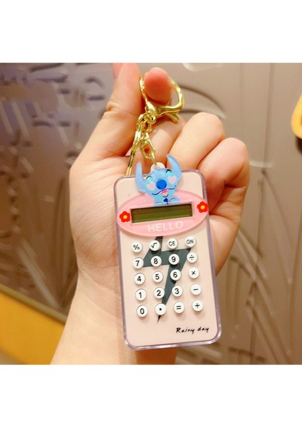 Pembe Eğlenceli Çocuk Öğrenci Hesap Makinesi Anahtarlık Oyunlu Çanta Aksesuarı