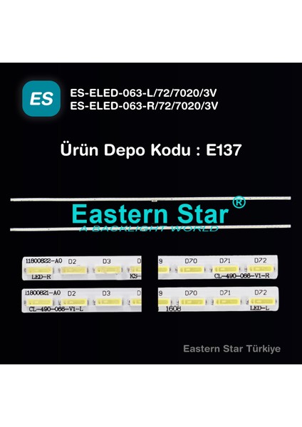 Es-Eled-063, Phılıps, 55pus7101/12, 55pus7181/12, Tpt550u2-Eqlsja.G, Lk 10024666-A0, 11800821-A0, Cl-550-072-V1-R, 11800820-A0, Cl-550-072-V1-L Tv Led Bar