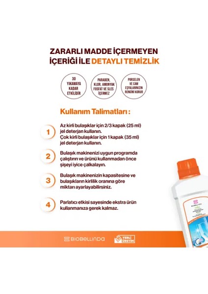 Biyomoleküler Jel Bulaşık Makinesi Deterjanı 750 ml modelleri