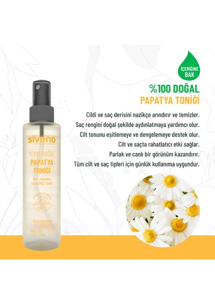 %100 Doğal Papatya Suyu Aydınaltma Etkili Arındırıcı Rahatlatıcı Saç ve Cilt toniği fiyatları