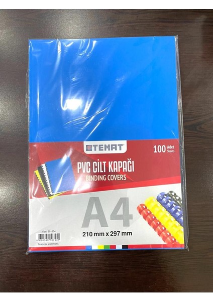 Mavi Pvc A4 Cilt Kapağı 210X297MM 100'LÜ Paket