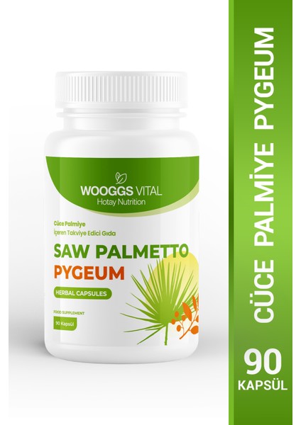 Saw Palmetto, Pygeum İçeren Takviye Edici Gıda 90 Kapsül