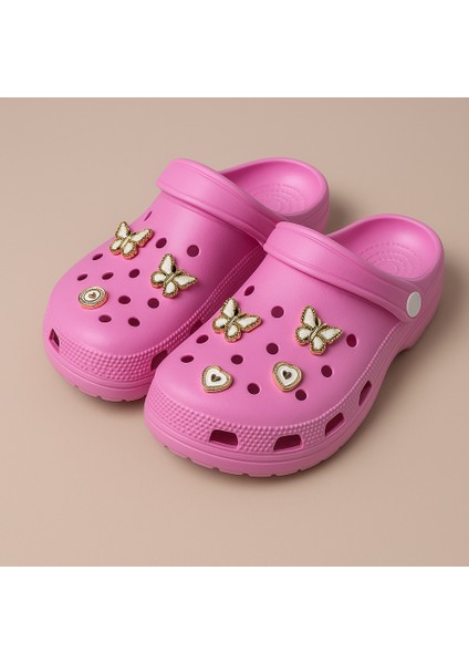 Kelebek & Çiçek Aksesuarlı Comfort Model Kaymaz Taban Terlik Pembe-40