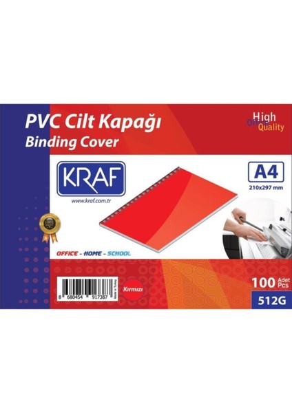 A4 160 Micron 100'LÜ Kırmızı Cilt Kapağı Seti