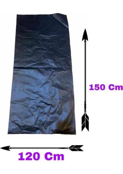 5 Adet 120X150CM Dökme Kalın Çöp Poşeti Siyah Mega Boy