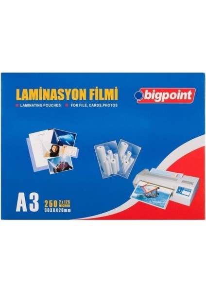 125 Mikron A3 Laminasyon Filmi, 100'LÜ Paket, Yüksek Kalite ve Dayanıklılık