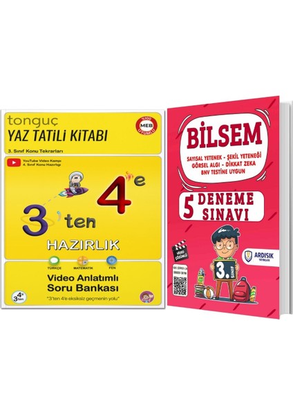 3'ten 4'e Hazırlık Yaz Tatili Kitabı - Ardışık 3. Sınıf Bilsem 5'li Deneme 2'li Set fiyatları