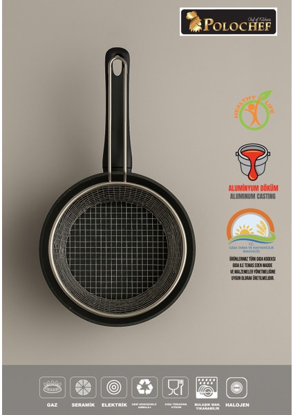 POLOCHEF Melda Granit Kızartma Tavası 20CM Patates Kızartma Fritöz Telli fiyatları