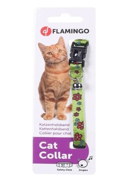 Kedi Çiçekli Boyun Tasması Yeşil