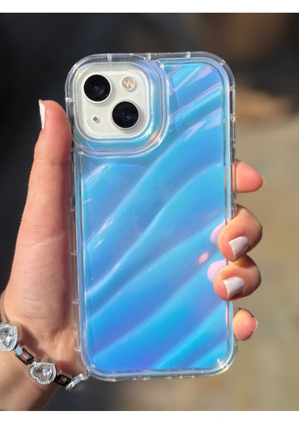 Iphone 13 Uyumlu Kabartma Kalp Çıkıntılı Kenar Dalgalı Epoksi Kılıf