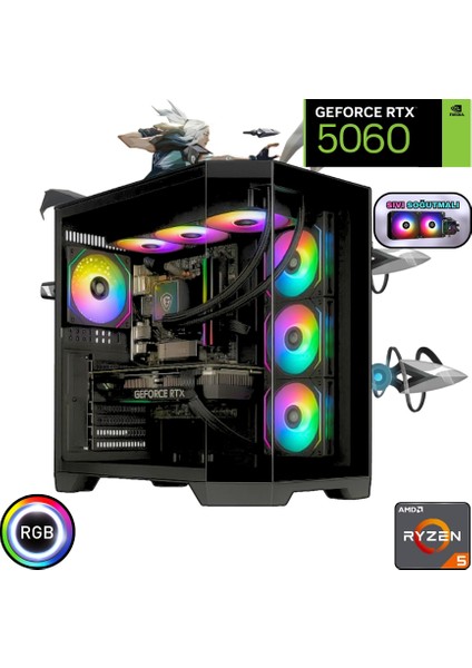 Ryzen 5 7500F 32GB Ddr5 1tb SSD Rtx 5060 240MM Sıvı Soğutma Oyuncu Bilgisayarı