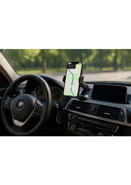 360 Derece Döner Başlıklı Vakumlu Telefon Tutucu – Araç Içi Güçlü Sabitleme