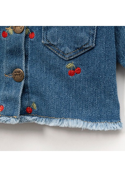 Kız Çocuk 1-4 Yaş Kiraz Nakışlı Ceket modelleri