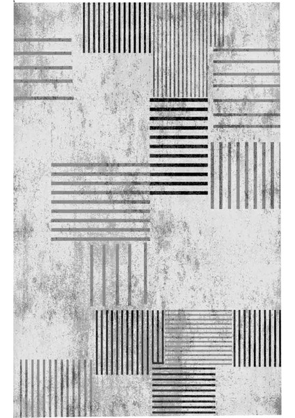 Dijital Kaymaz Yıkanabilir Modern Çizgili Gri Antrasit Salon Halısı Mutfak Halısı Yolluk DC-7194 fiyatları