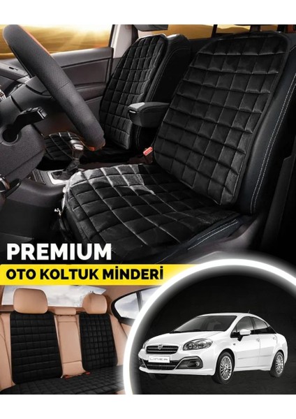 Fiat Linea Koltuk Minder Ortopedik Cepli Araç ve Kılıf Seti–tam Uyumlu,siyah Renk,konforlu Tasarım