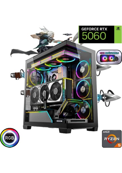 Ryzen 5 5600 32GB 1tb SSD Rtx 5060 240MM Sıvı Soğutma Oyuncu Bilgisayarı