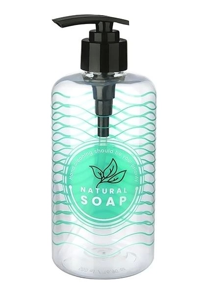 Şeffaf Sıvı Sabunluk Yuvarlak Plastik Pompalı 500 ml indirimleri